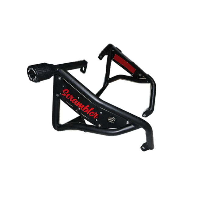 BLACK CRASH GUARD WITH DUAL SLIDERS FOR YEZDI SCRAMBLER