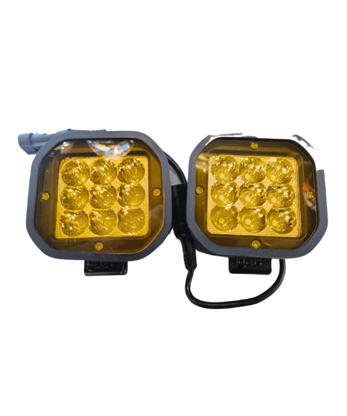 HJG Square 9 LED Fog Light with Wiring Harness and Mounts – Pair (120W)