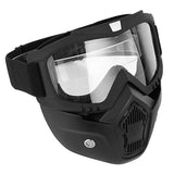 Riding Face Mask with Goggles for Open Face Helmet (Transparent)