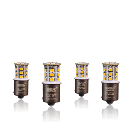 SIMTAC 3 Year Warranty 360° Reflecting LED Indicator Bulbs | Handmade | Retrofit (Amber, Straight pin)