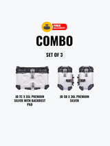 Set Of 3 Combo OF JB TC X 55L Premium Silver With Backrest Pad + JB SB X36L Premium Silver