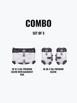 Set Of 3 Combo OF JB TC X 55L Premium Silver With Backrest Pad + JB SB X36L Premium Silver