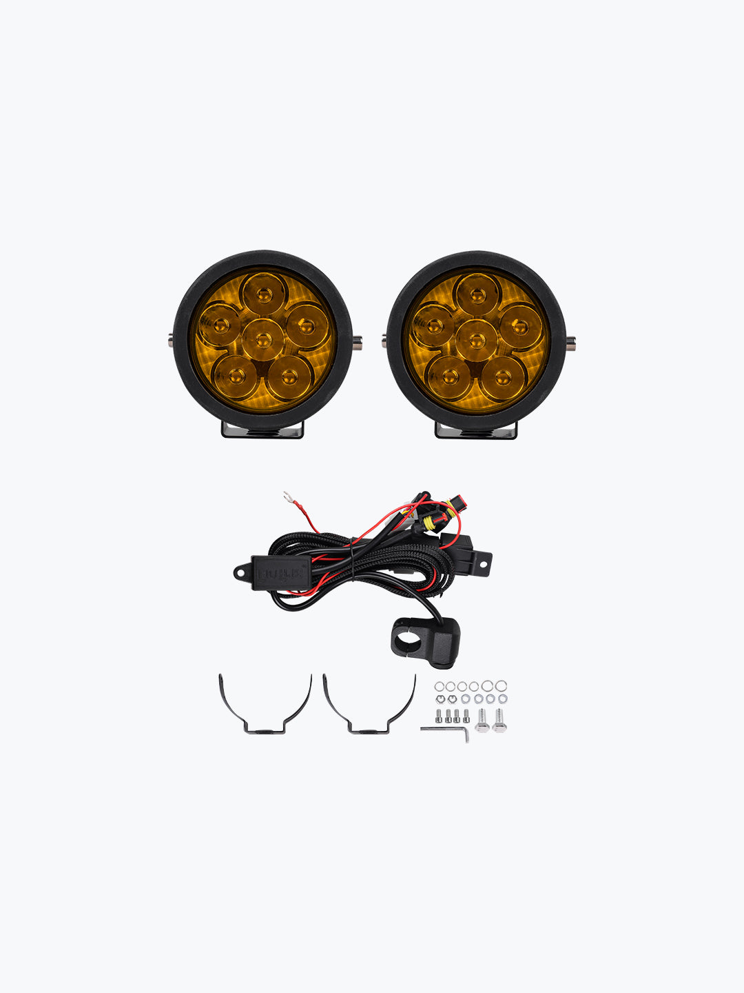 HJG 6 LED Cap Round Pair Fog Light With Wire Harness