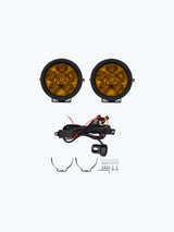 HJG 6 LED Cap Round Pair Fog Light With Wire Harness