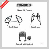 COMBO 3 GIXXER SF 250 – HT EXHAUST Crash Guard + Saddle Stay + Top Rack with Seat rest