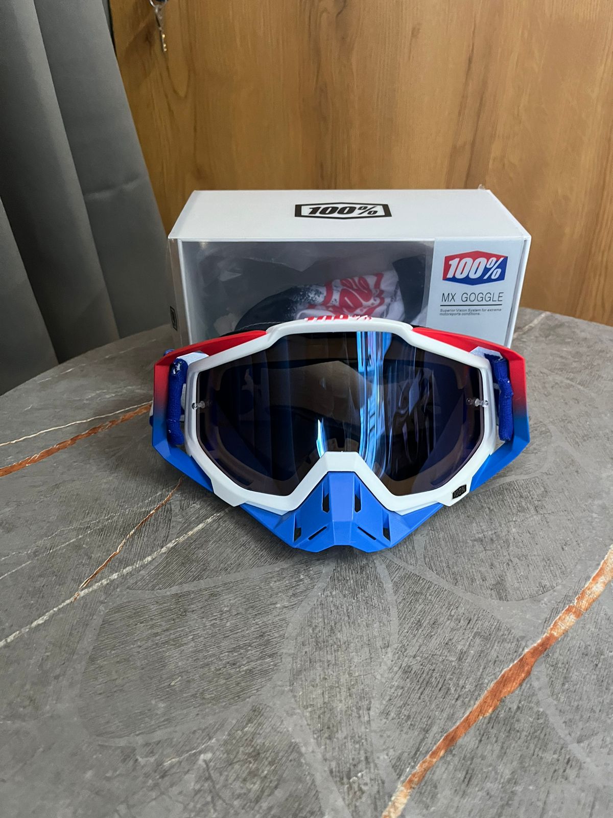 100% Goggles Full blue white tint red - 1 YEAR WARRANTY