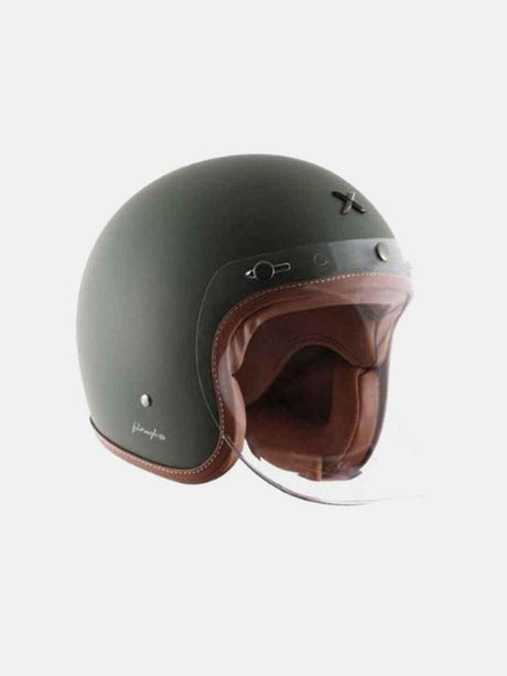 Axor Retro Jet Leather Dull Battle Green - Moto Modz