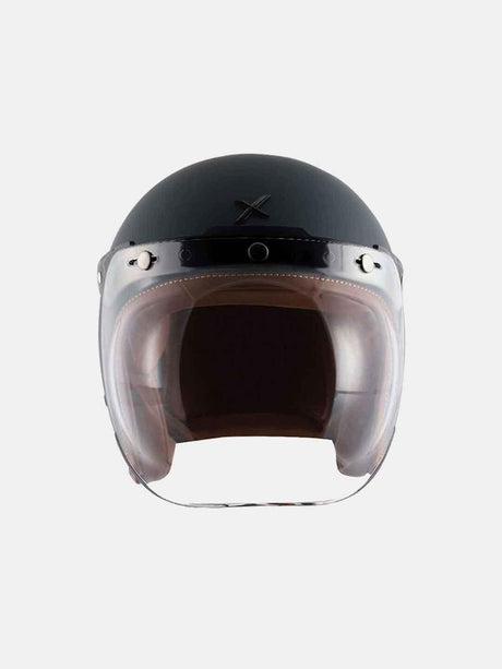 Axor Retro Jet Leather Dull Slate Helmet - Moto Modz