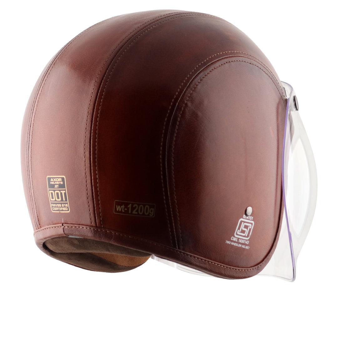 Axor Retro Jet Leather Helmet - Moto Modz