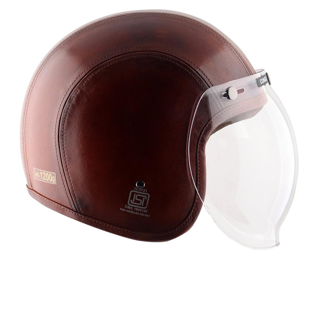 Axor Retro Jet Leather Helmet - Moto Modz