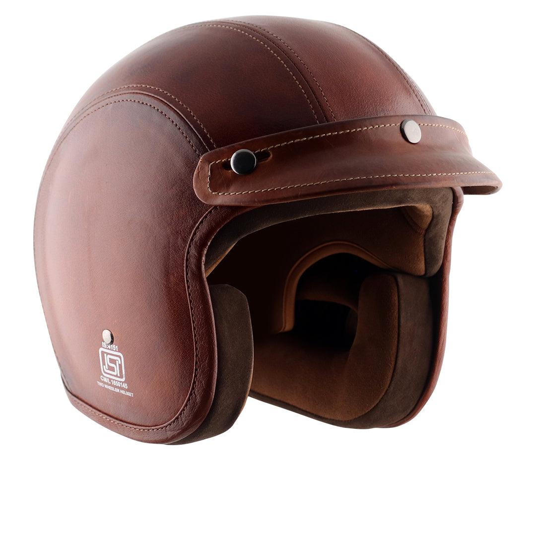 Axor Retro Jet Leather Helmet - Moto Modz