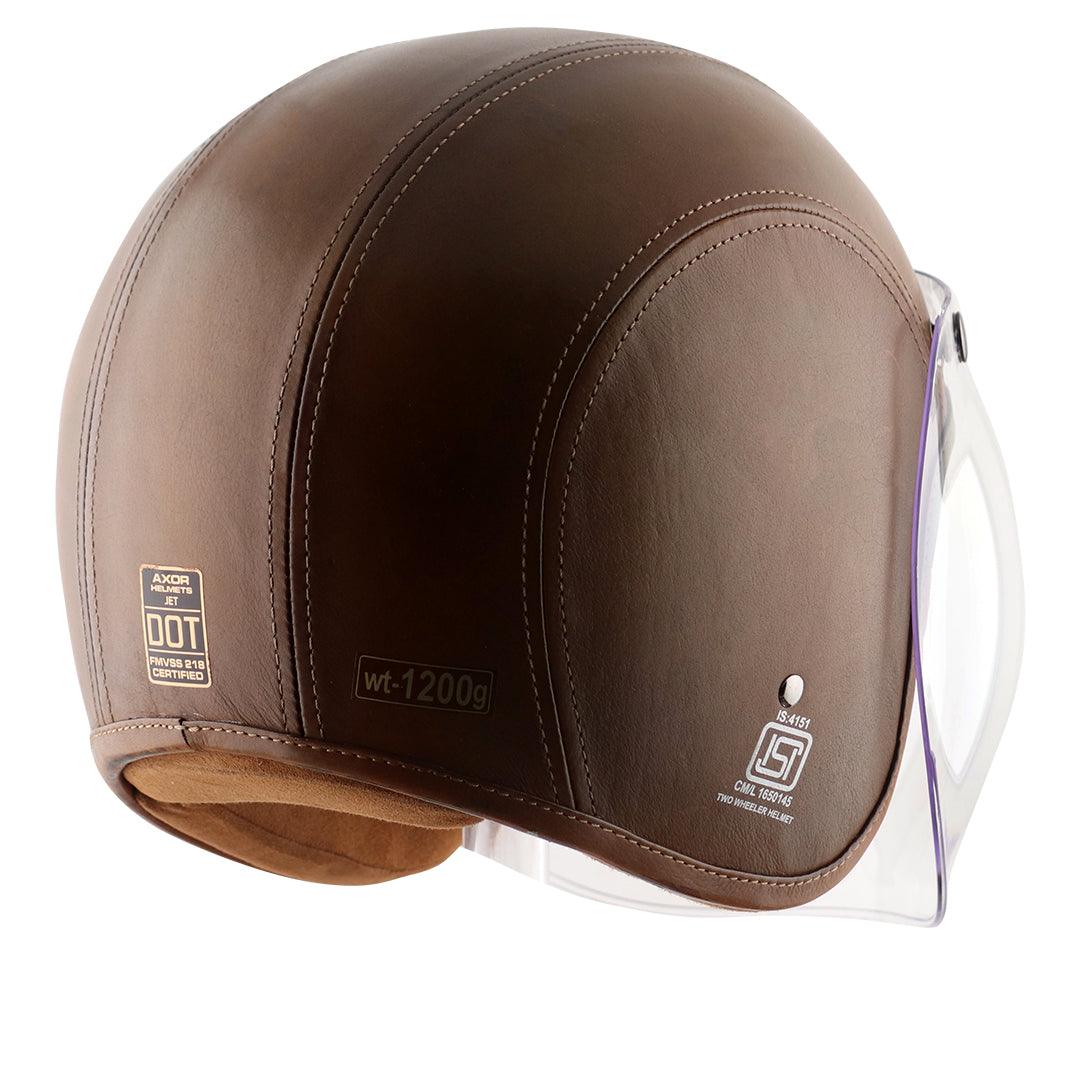 Axor Retro Jet Leather Helmet - Moto Modz