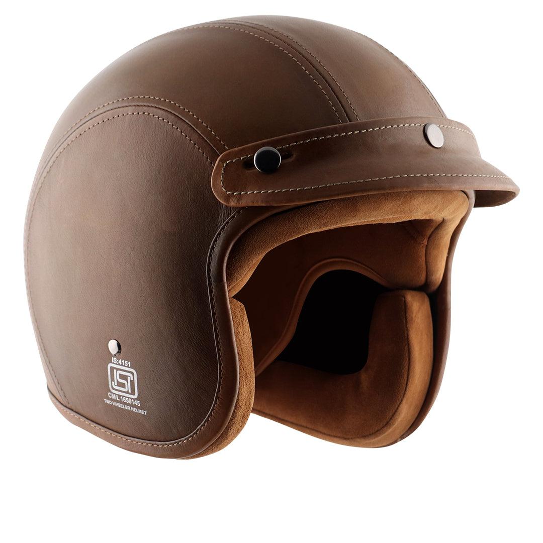 Axor Retro Jet Leather Helmet - Moto Modz