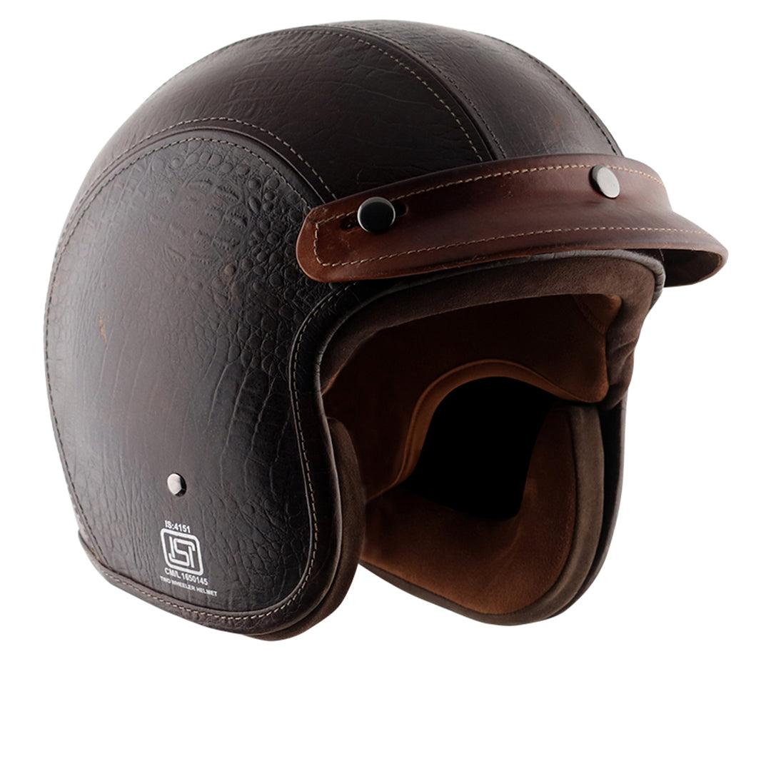 Axor Retro Jet Leather Helmet - Moto Modz