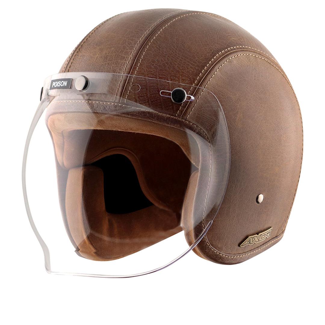 Axor Retro Jet Leather Helmet - Moto Modz