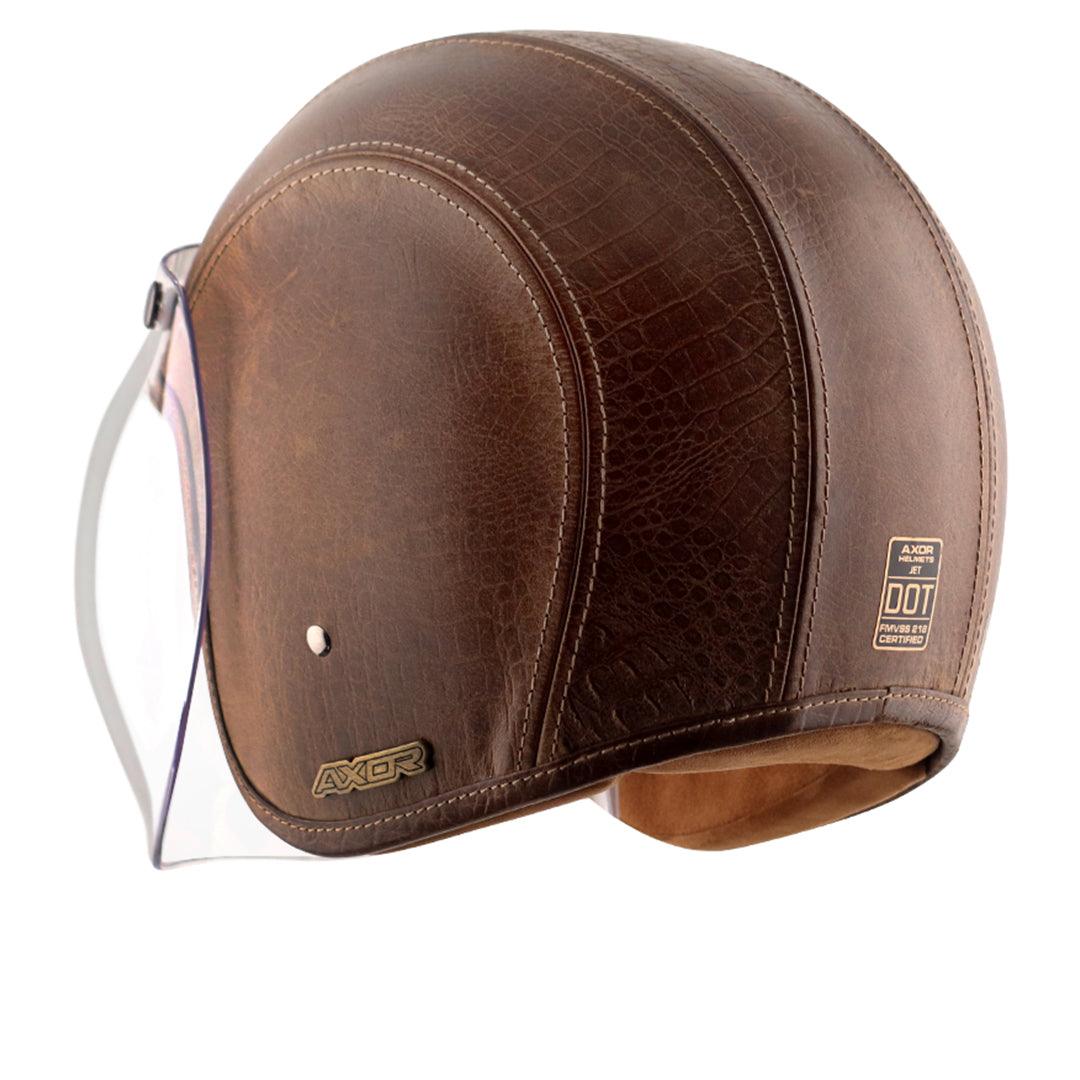 Axor Retro Jet Leather Helmet - Moto Modz