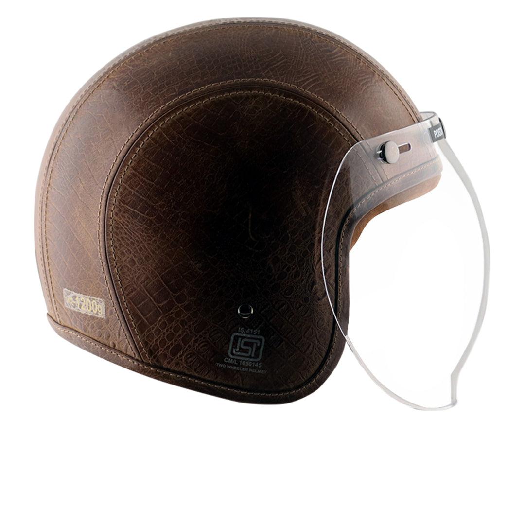 Axor Retro Jet Leather Helmet - Moto Modz