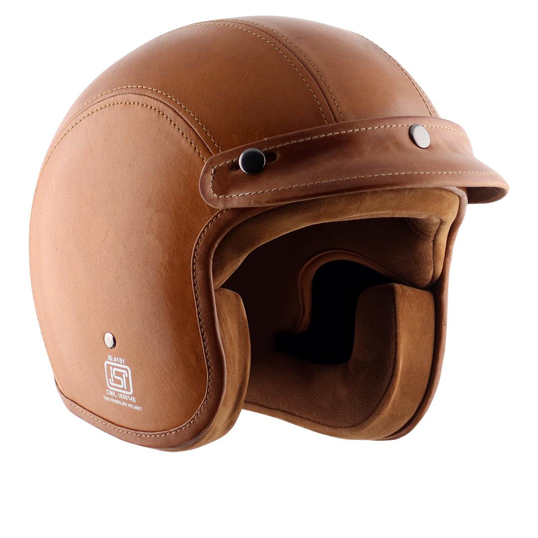 Axor Retro Jet Leather Helmet - Moto Modz