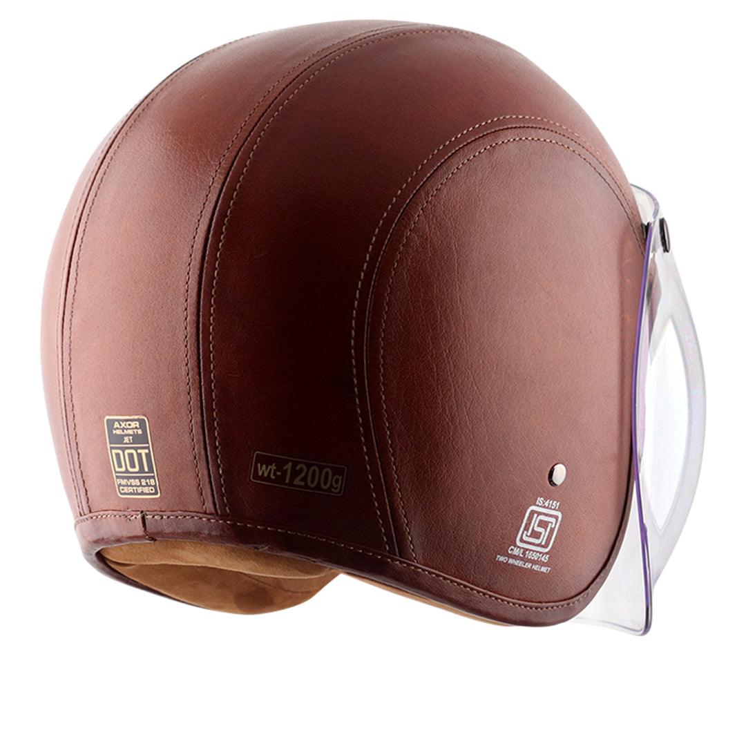 Axor Retro Jet Leather Helmet - Moto Modz