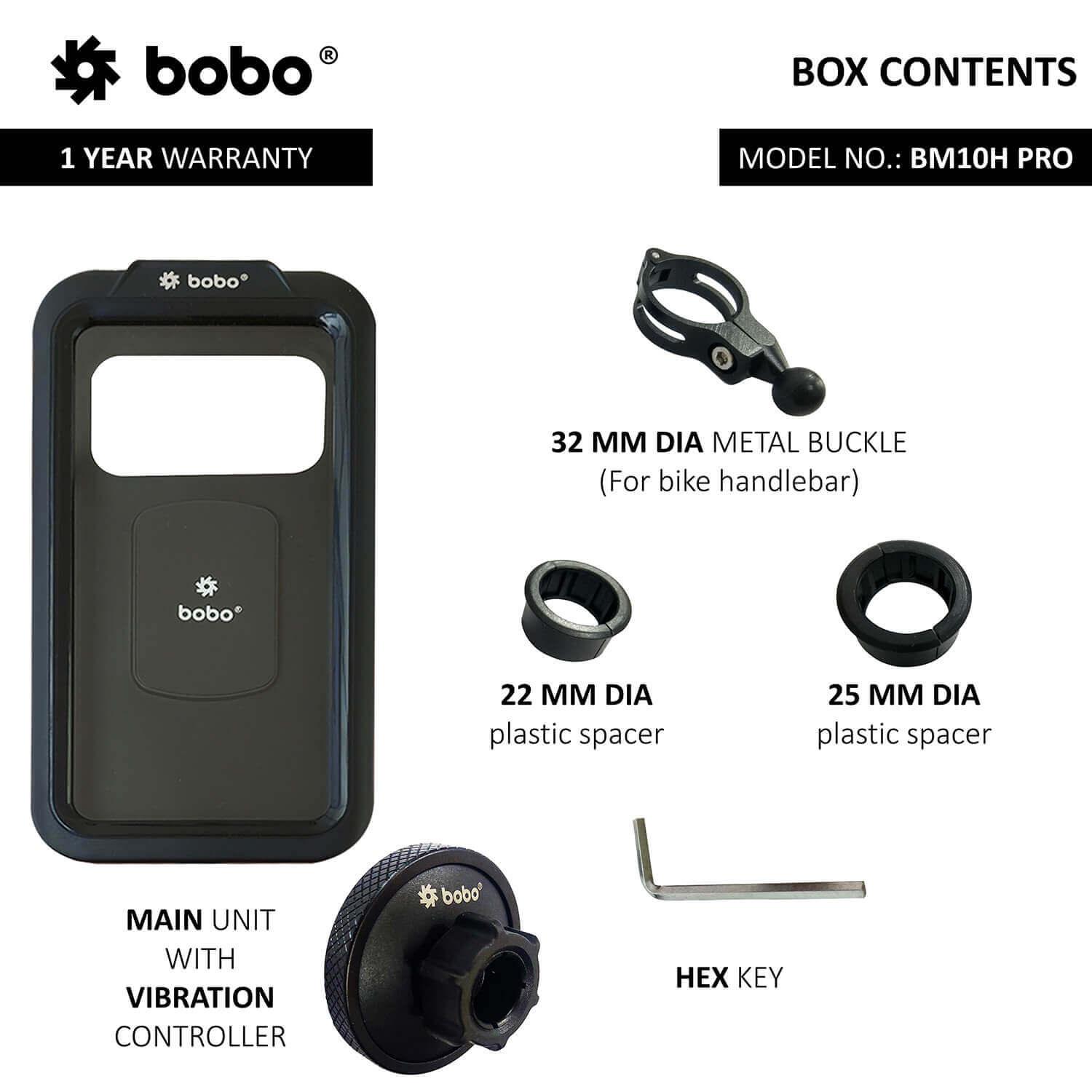 BOBO BM10H PRO Fully Waterproof Bike / Cycle Phone Holder with Vibration Controller Motorcycle Mobile Mount - Moto Modz