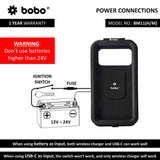 BOBO BM11 Fully Waterproof motorcycle Phone Holder (with Fast 15W Wireless Charger & USB-C Input/Output Port) Motorcycle Mobile Mount - Moto Modz