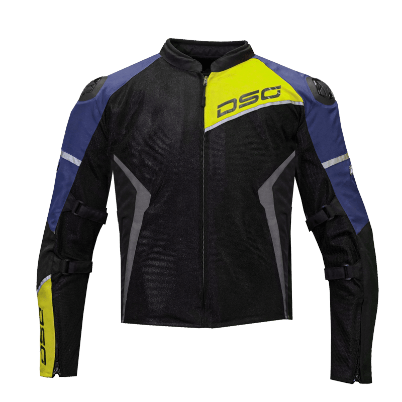 DSG Apex air flow riding jacket racing blue grey yellow fluo - Moto Modz