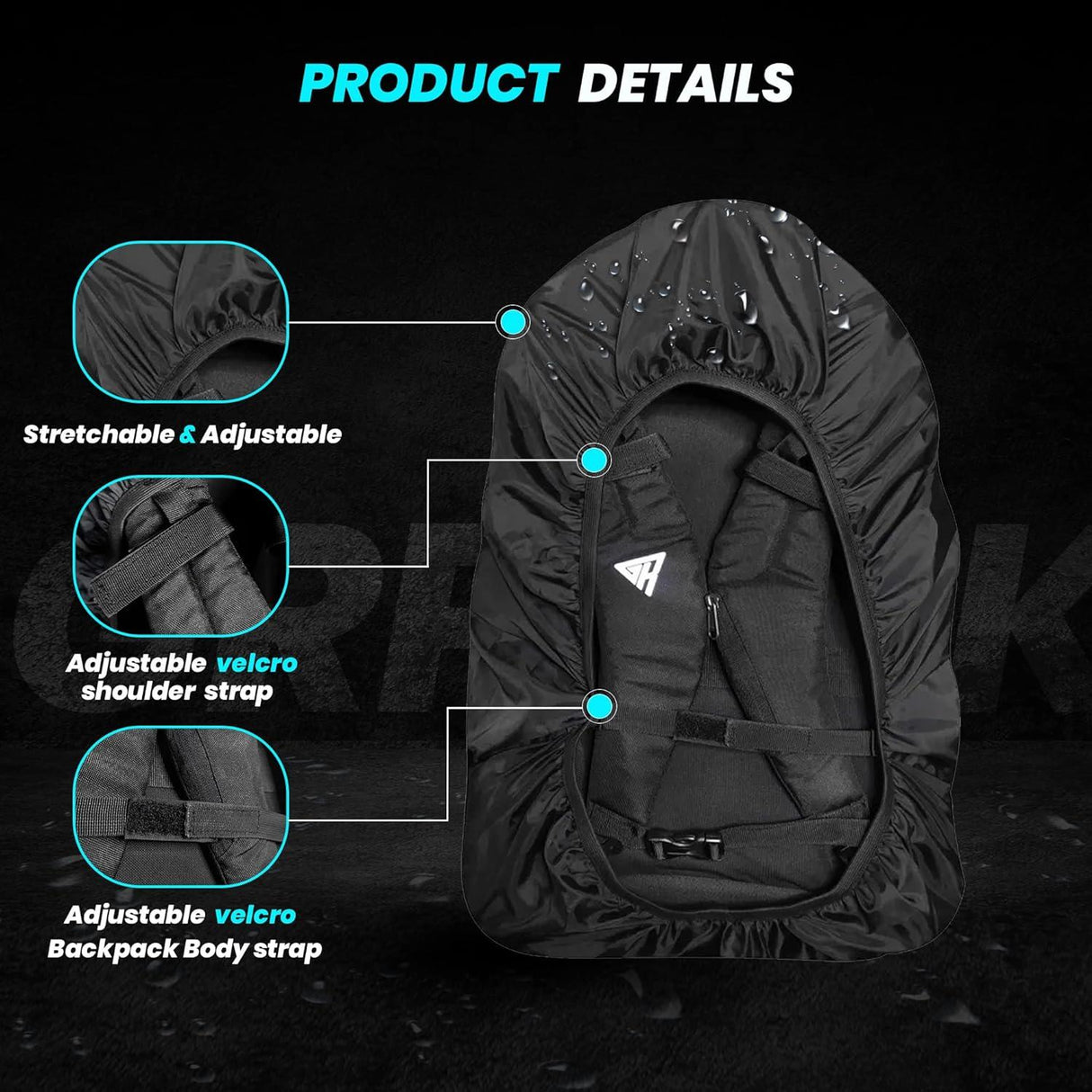 GRAND PITSTOP GRPack Night Wing Anti Theft Backpack With safety flashers for 15.6 inch Laptop Compartment, Light Weight, Quick Access Pockets, Water Resistant Multifunctional Backpack 25 L - Moto Modz