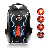 GRAND PITSTOP GRPack Night Wing Anti Theft Backpack With safety flashers for 15.6 inch Laptop Compartment, Light Weight, Quick Access Pockets, Water Resistant Multifunctional Backpack 25 L - Moto Modz