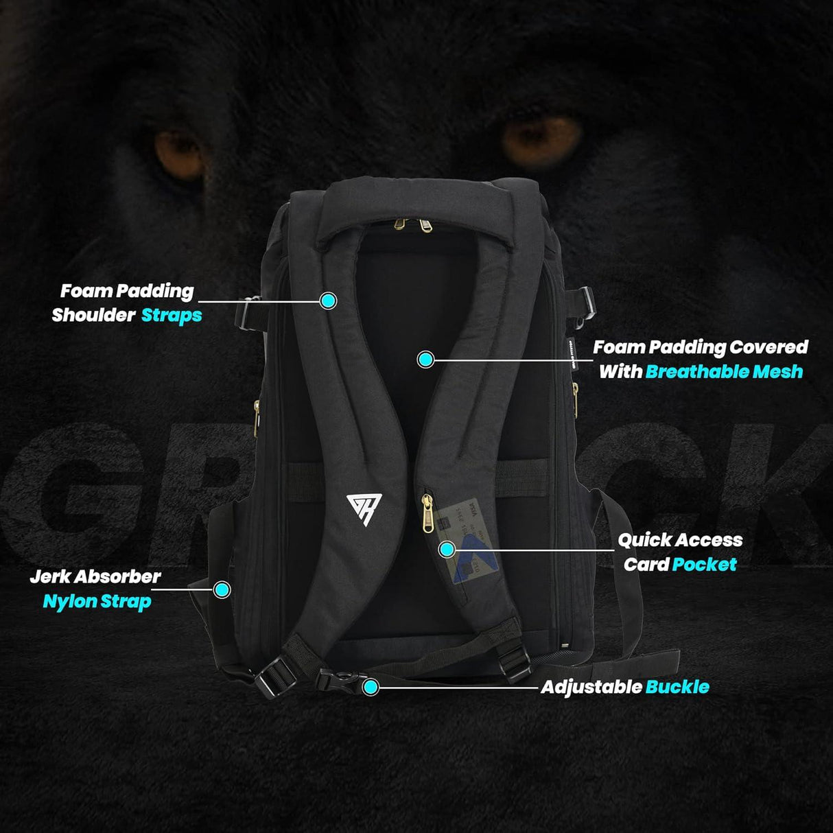 GRAND PITSTOP GRPack Night Wing Anti Theft Backpack With safety flashers for 15.6 inch Laptop Compartment, Light Weight, Quick Access Pockets, Water Resistant Multifunctional Backpack 25 L - Moto Modz