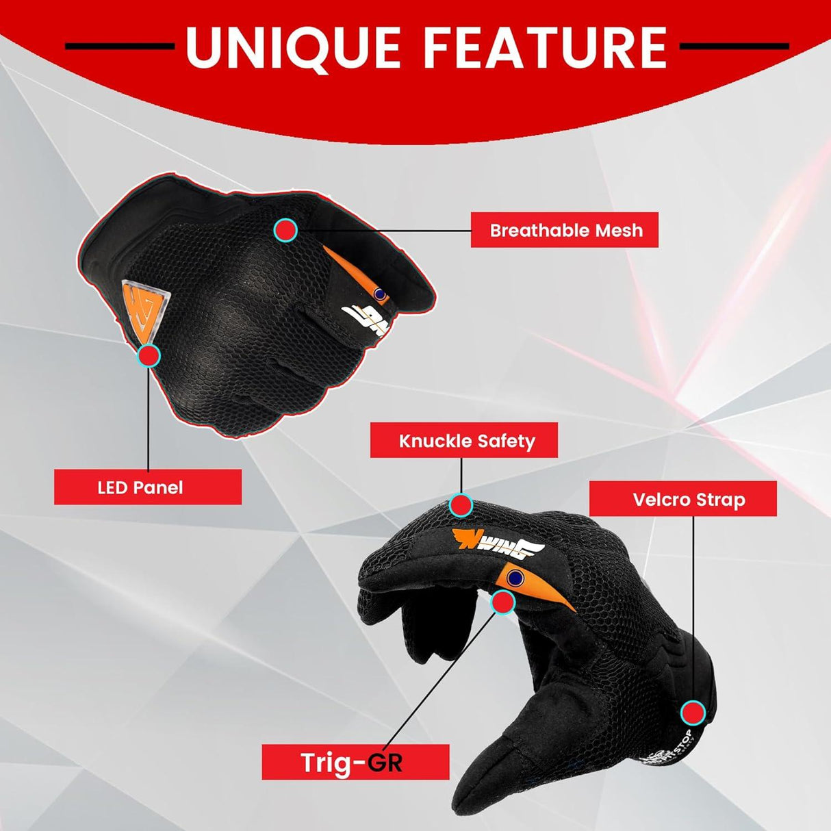 GRAND PITSTOP Night Wing Motorcycle Gloves. - Moto Modz