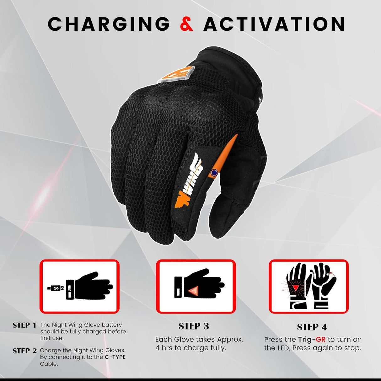 GRAND PITSTOP Night Wing Motorcycle Gloves. - Moto Modz