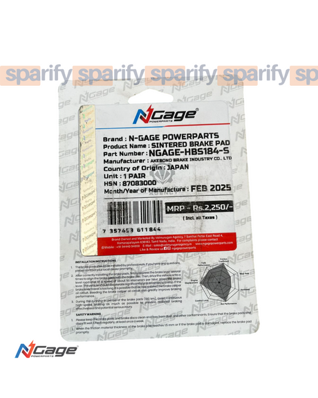 BMW - TVS ( 310 R/GS/RR )| front sintered brake pads | NGAGE POWERPARTS - ARAI Certified for Extreme Performance