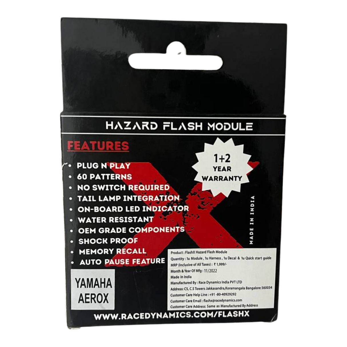 Yamaha Aerox FlashX Hazard Flash Module, Blinker/Flasher for All Motorcycle & Scooters