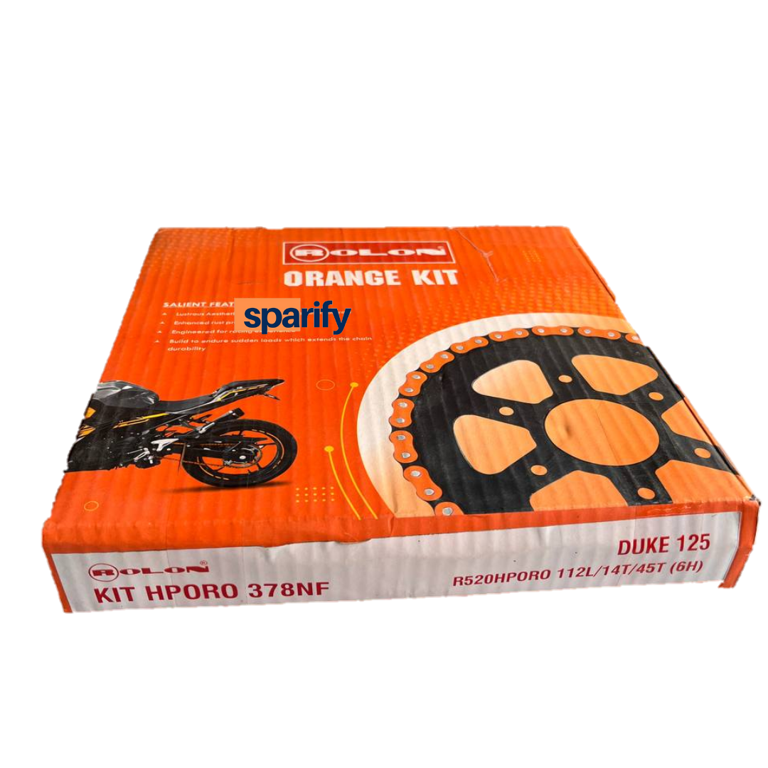 DUKE 125 CHAIN SPROCKET KIT BY ROLON(ORANGE)