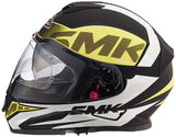 SMK HELMET -  Twister Logo Full Face Helmet With Pinlock Fitted Clear Visor (MA241/Matt Black, Fluorescent Yellow and White,) - Moto Modz