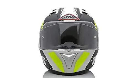 SMK Helmets MA124 Swank Graphics Pinlock Fitted Full Face Helmet with Clear Visor MATT WHITE BLACK/YELLOW - Moto Modz