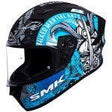 SMK Helmets – Stellar – Samurai – Black Grey Blue – Pinlock Anti Fog Lens Fitted Single Clear Visor Full Face Helmet – MA265 - Moto Modz