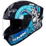 SMK Helmets – Stellar – Samurai – Black Grey Blue – Pinlock Anti Fog Lens Fitted Single Clear Visor Full Face Helmet – MA265 - Moto Modz