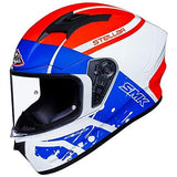 SMK Helmets - Stellar - Squad - White Red Blue - Pinlock Anti Fog Lens Fitted Single Clear Visor Full Face Helmet - MA153 - Moto Modz