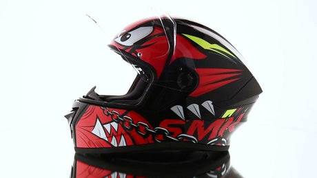 SMK Stellar Monster Black Red White Gloss (GL231) Helmet - Moto Modz