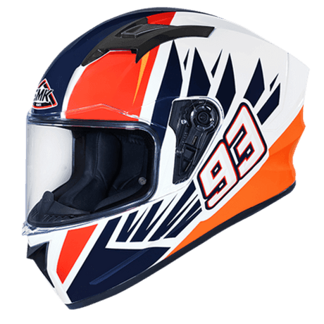 SMK Stellar Wings Gloss White Blue Red (GL153) Helmet - Moto Modz