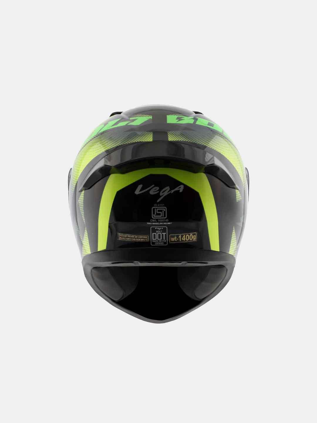 Vega Bolt Macho Black Neon Yellow Full Face Helmet - Moto Modz