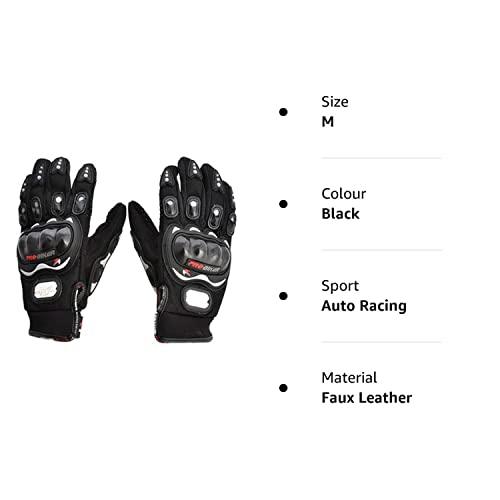 Probiker Synthetic Leather Motorcycle Gloves (Black, M) - Moto Modz